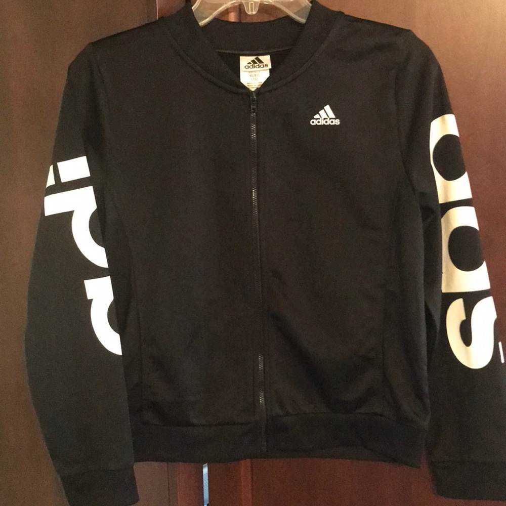 adidas Black and White Kids Zip Jacket